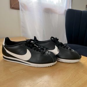 Black and White Nike Cortez Shoes